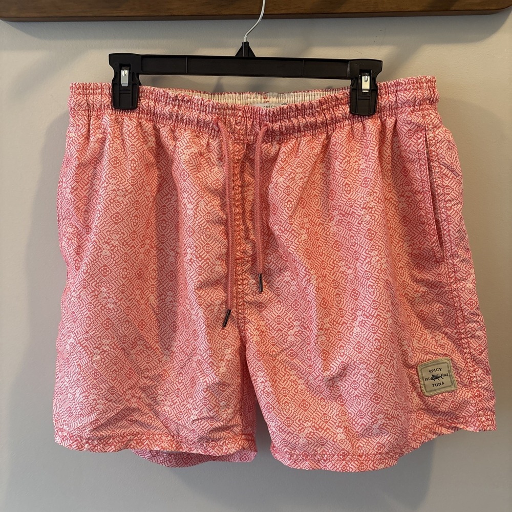 Spicy Tuna Swimsuit Swim Trunks‎ Adult geometric Salmon UV 50 Lined XL